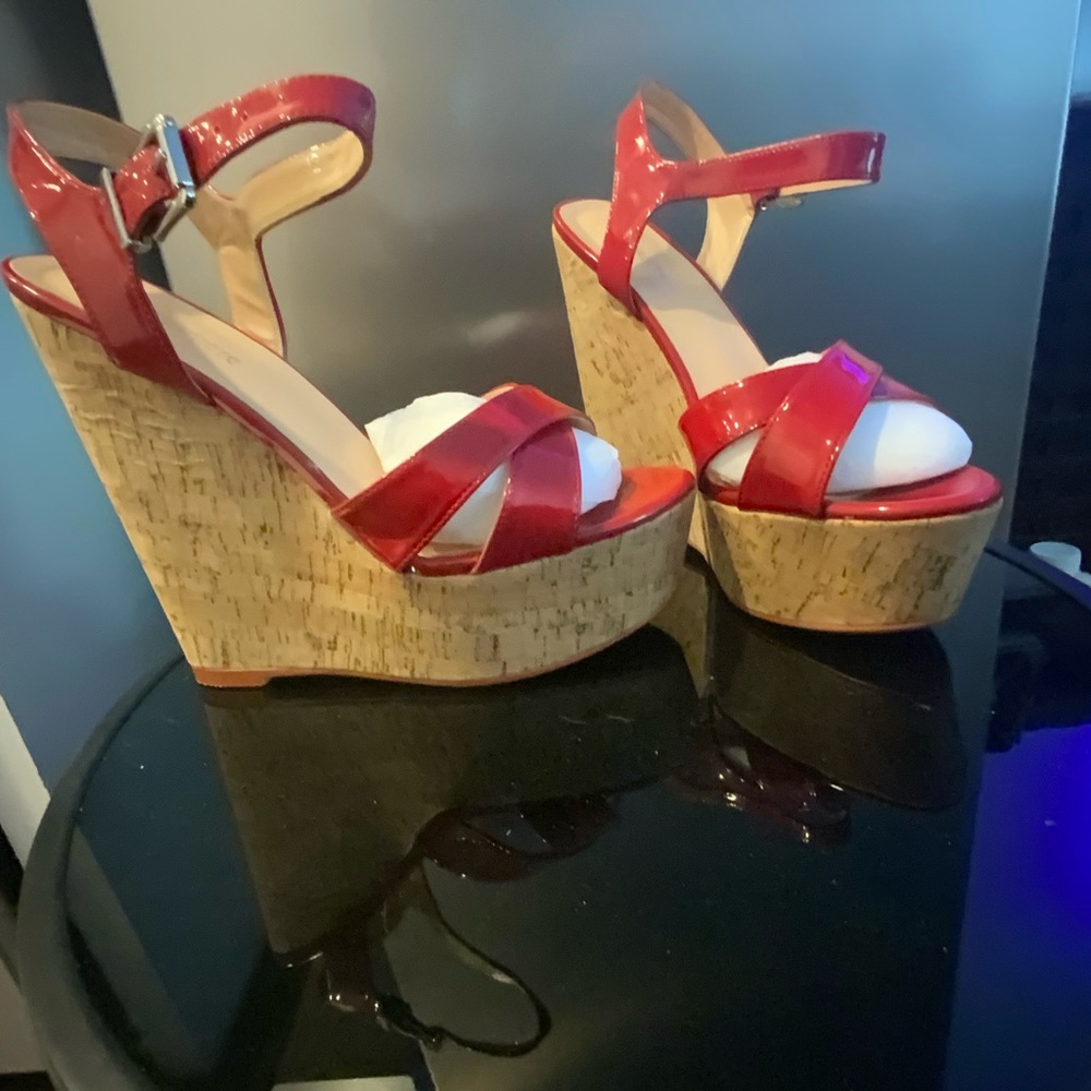 Stylish Red Wedge Sandals